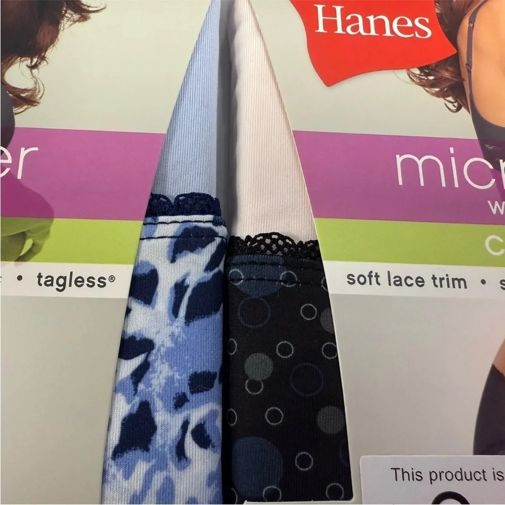 Hanes Women’s Cheeky Panties XL/8 Microfiber W/ Lace Underwear 4 Pair (2 -2 Pks)